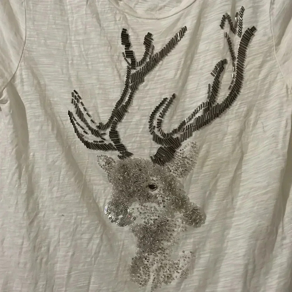 J. Crew White T-Shirt with Silver Deer Design - Picture 6 of 8